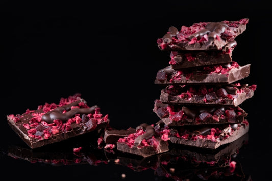 Chocolate covered freeze dried raspberries